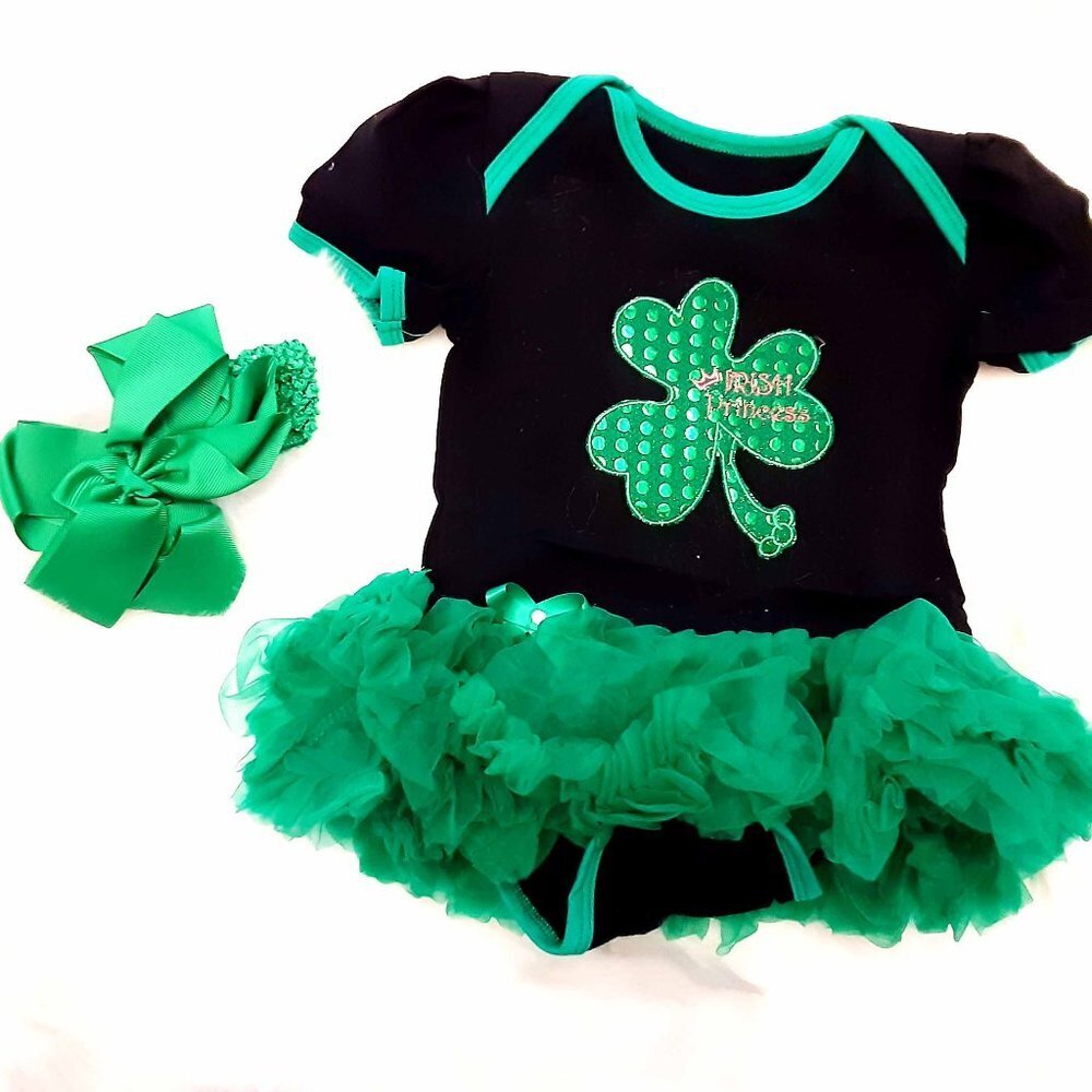 Baby Girl 1st St. Patrick's Day Irish Princess Tutu Dress Outfit 6-12M New